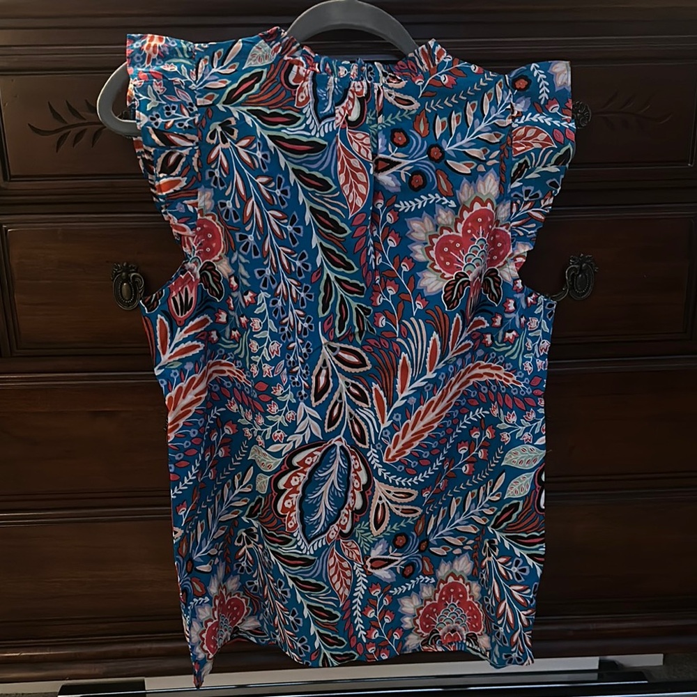 Talbots Floral Blue and Red Women's Top - Picture 5 of 6